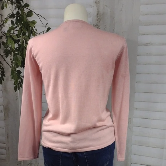 Liz Claiborne Pink Sweater with Black Floral Embroidery Size L - Picture 5 of 6